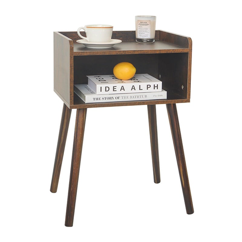 MaxSmeo Nightstand, Mid Century Modern Side Table Bedroom with Storage, Small End Bedside Table with Solid Wood Legs for Living Room, Office Small Spaces (Rustic Brown) - Image 3