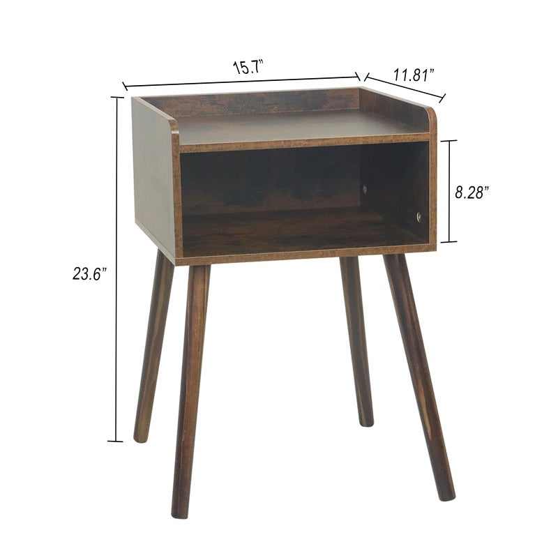 MaxSmeo Nightstand, Mid Century Modern Side Table Bedroom with Storage, Small End Bedside Table with Solid Wood Legs for Living Room, Office Small Spaces (Rustic Brown) - Image 5
