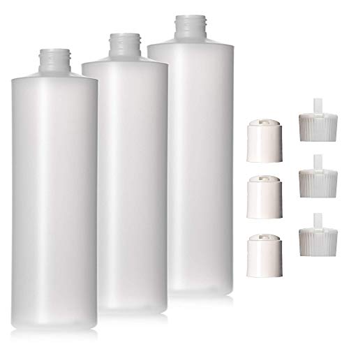 Aromine 8oz Natural Color HDPE Squeeze Bottles with Disc Cap and Squirt Cap (3 Pack) (8oz) - Image 1