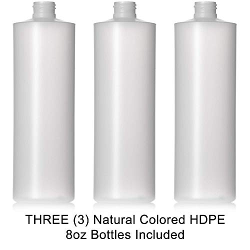 Aromine 8oz Natural Color HDPE Squeeze Bottles with Disc Cap and Squirt Cap (3 Pack) (8oz) - Image 2