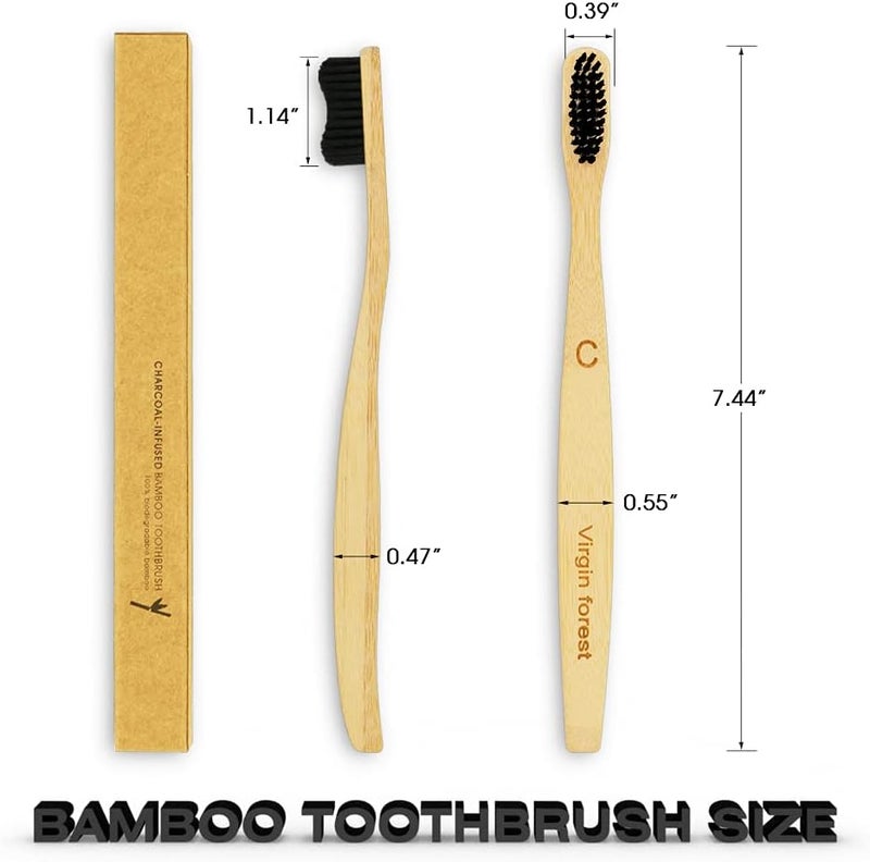Virgin Forest Bamboo Toothbrush 6pk, Charcoal Bristles, BPA-Free, Eco Biodegradable - Image 5