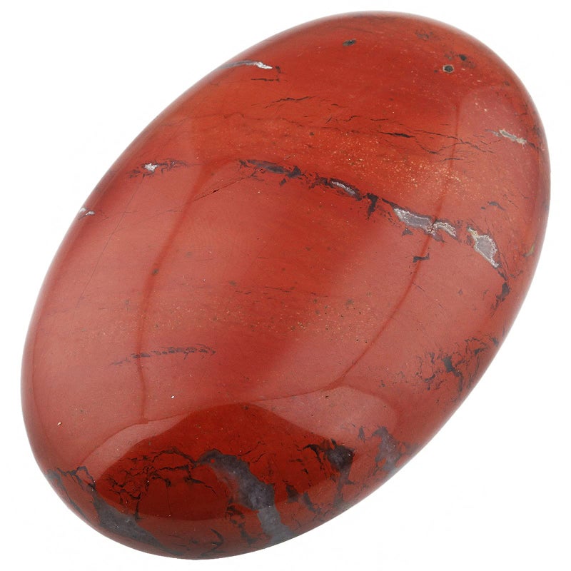 Rockcloud Oval Worry Stones,Palm Pocket Energy Stone,Healing Crystal with Velvet Bag,Red Jasper