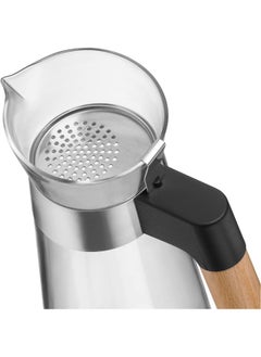 WMF Kineo Water Carafe 1 Litre Wide Mouth Removable Strainer Fits Drinks Compartment Standard Refrigerator Splash and Drip Free Pouring Heat Resistant Glass Wooden Handle  - Image 3