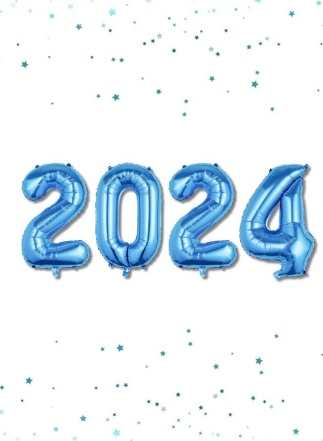 بالونات زرقاء كبيرة 2024 لتزيين رأس السنة 2024، مستلزمات حفلات ليلة رأس السنة، 32 بوصة - Image 1