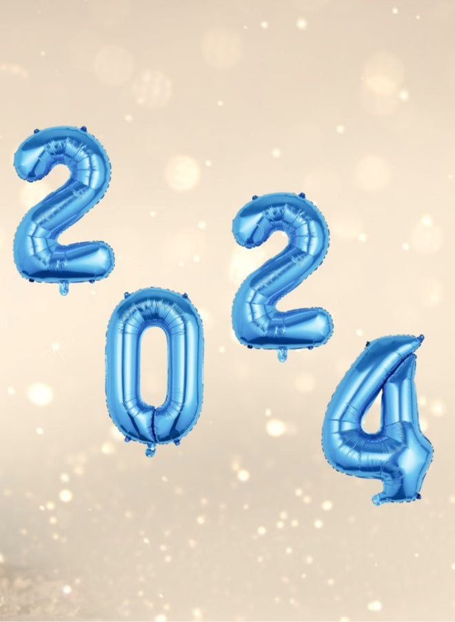 بالونات زرقاء كبيرة 2024 لتزيين رأس السنة 2024، مستلزمات حفلات ليلة رأس السنة، 32 بوصة - Image 2