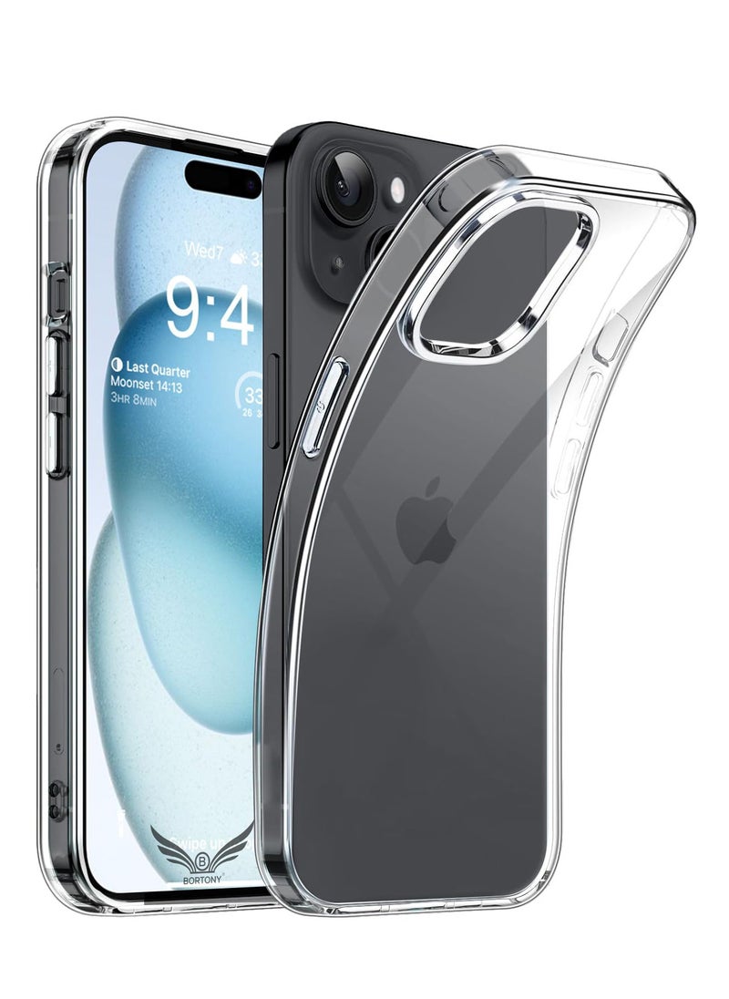 BORTONY iPhone 15 Case 6.1 Inch Crystal Clear Transparent Anti Yellowing Ultra Thin Soft Silicone Flexible TPU Scratch Resistant Shockproof Protective Cover for Apple iPhone 15  - Image 1