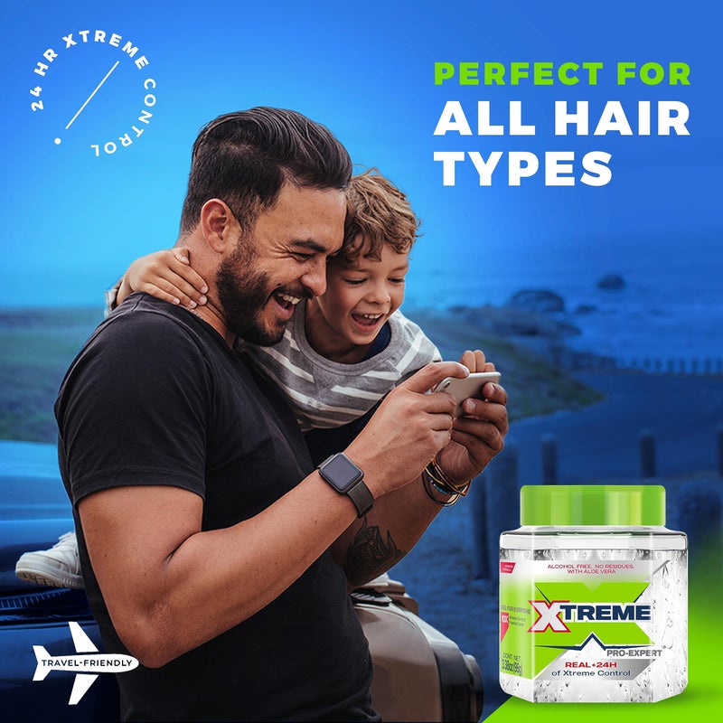 Xtreme Pro-Expert Clear Styling Hair Gel, Alcohol-Free 24-Hours Control With Aloe Vera, Travel Size, 3.39 oz (Pack of 24) - Image 5