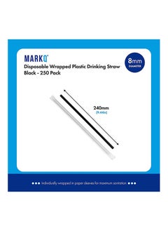 MARKQ 250-Piece long Individually Wrapped Disposable Plastic Drinking Straws 24 cm  - Image 2
