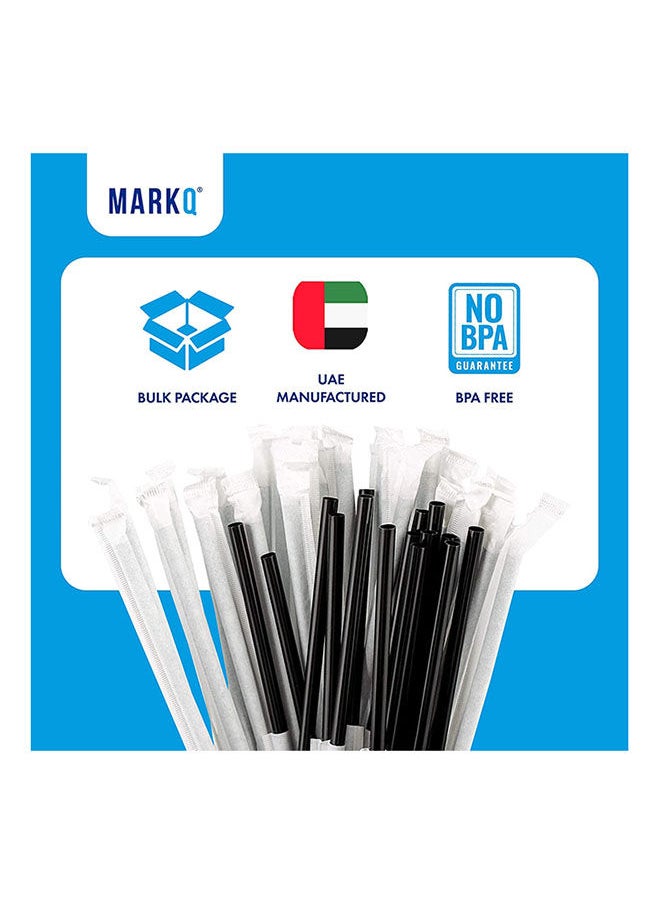 MARKQ 250 قطعة من شفاطات الشرب البلاستيكية الطويلة مغلفة بشكل فردي مقاس 24 سم  - Image 3