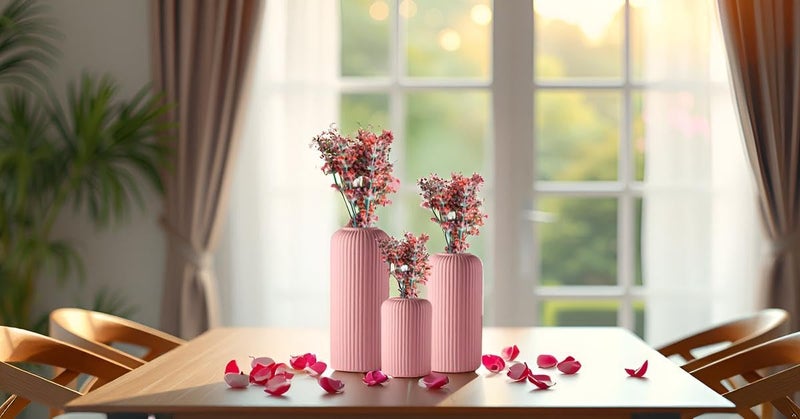 Lasaki Evelyn Pink Ceramic Vase - Set of 3 | Decorative Vase for Pampas Grass, Dried & Artificial Flowers | Centrepiece & Showpiece for Home Decor, Living Room, Bookshelf & Tabletop Styling - Image 4