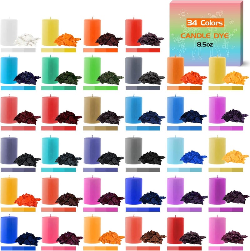 YRYM HT Candle Color Dye for Soy Wax, Safe and Natural- 34 Popular Colors for Candle Making - 8.5oz - Image 1