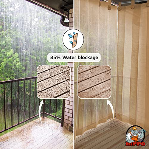 HIPPO 150 GSM Outdoor Sun Blocking Balcony Loop Curtains Sun & UV Protection, Light Filtering 4.5FTX9FT Door Curtain (Beige, 3 PC) - Image 3