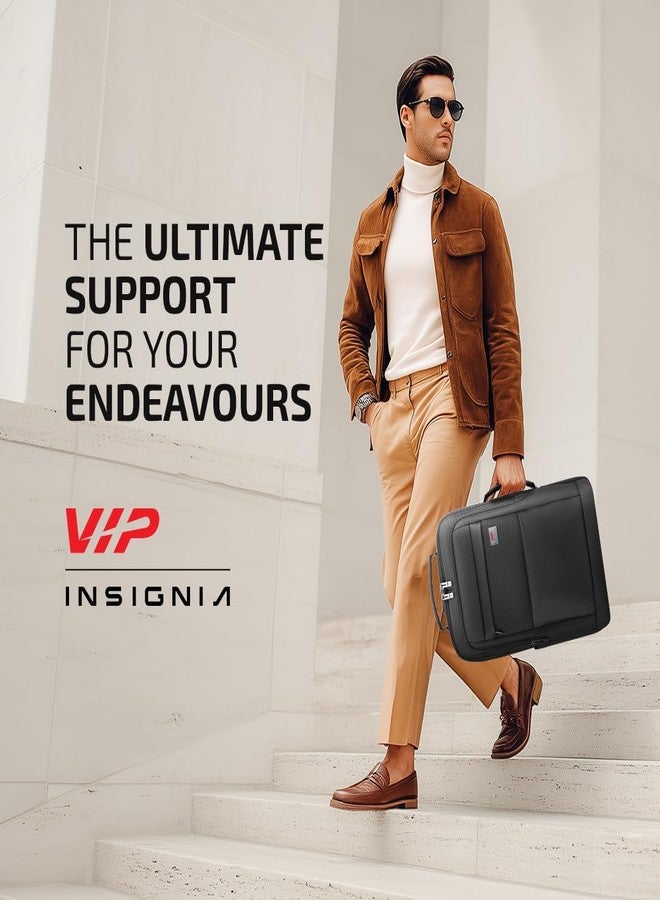 VIP حقيبة ظهر قابلة للتحويل 17 بوصة من VIP Legacy سعة 30 لتر + 5 لتر قابلة للتوسيع | مقاومة للماء مع منفذ شحن USB | حافظة لابتوب مبطنة، 3 حجرات | حقيبة مكتب وسفر للرجال والنساء (أسود) - Image 2