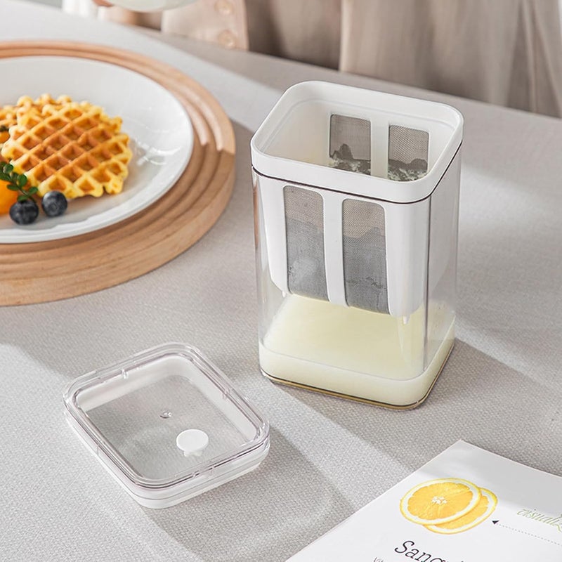 NIL JO NIL JO Yoghurt Filter Strainer 1100ml Multi Yoghurt Maker Strainer with Fine Mesh Bag Lid for Thick Greek Yogurt Soybean Milk Kefir Berries Soup Fruit Juice Coffee  - Image 2