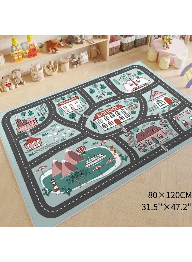 Vixplorn Newborn Games Playmats/Kids Rug Mat Carpet, Car Rugs for Kids Toy Cars, Non Slip Floor Mats for Kids, Educational Area Play Rugs for Kids Playroom Bedroom， Children's Educational Fun Carpet 80×120cm - Image 2