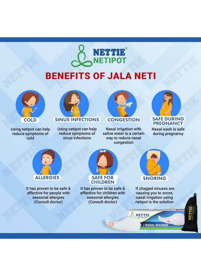 NETTIE Neti Pot |Food Grade Material 300Ml Capacity Bpa Free Free Carry Pouch Ergonomic Nasal Irrigation For Effective Relief Of Sinusitis Allergies And Cold Symptoms Jalaneti Pot Pack Of 1  - Image 4