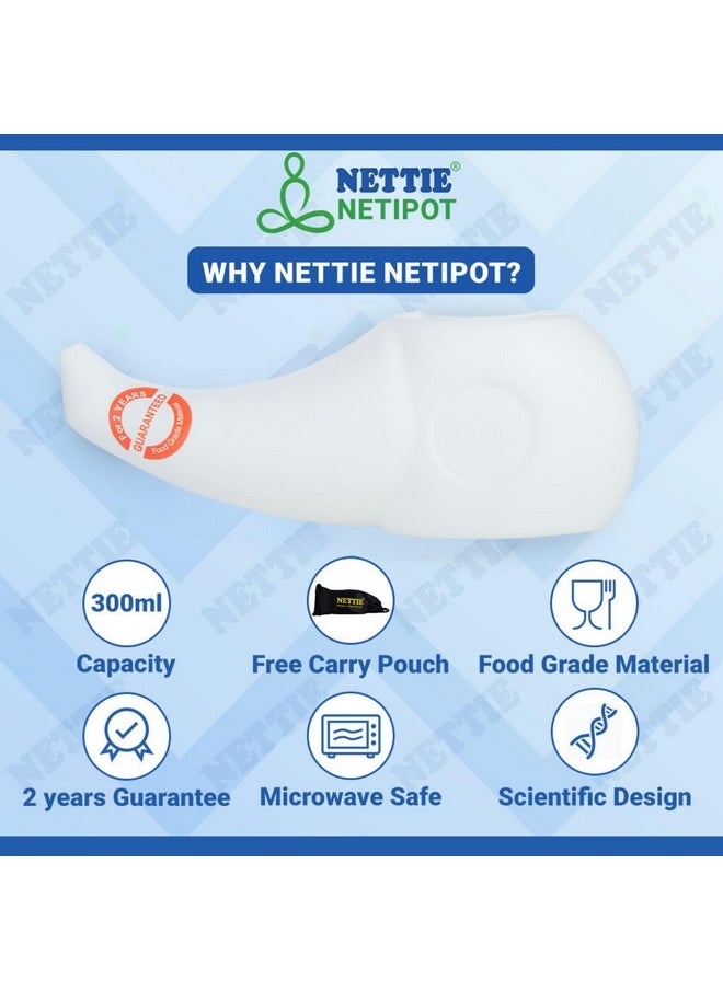 NETTIE Neti Pot |Food Grade Material 300Ml Capacity Bpa Free Free Carry Pouch Ergonomic Nasal Irrigation For Effective Relief Of Sinusitis Allergies And Cold Symptoms Jalaneti Pot Pack Of 1  - Image 2