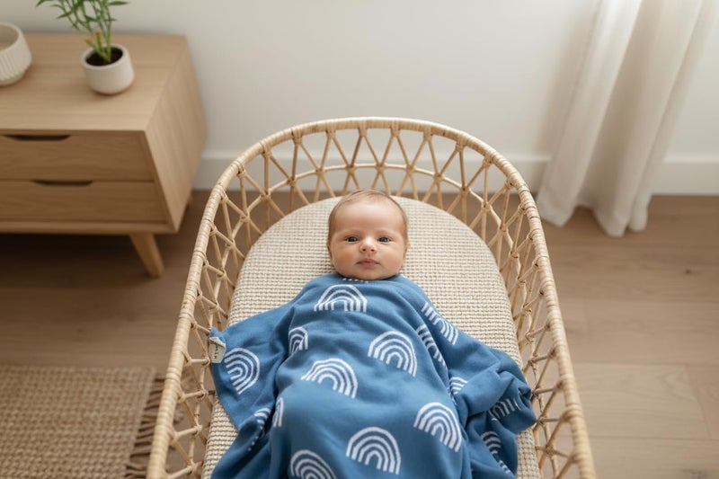 Bleu La La Baby Receiving Blanket Boys 100% Cotton Buttery Soft Cozy Receiving Swaddle Crib Stroller Blanket for Shower Gift Registry for Newborns, Infants, Toddlers (Rainbow - Blue) - Image 2