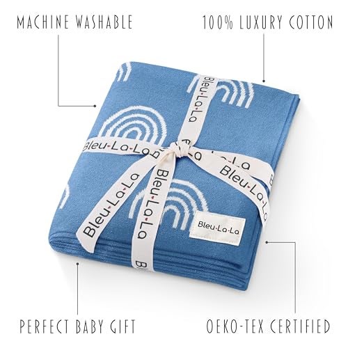 Bleu La La Baby Receiving Blanket Boys 100% Cotton Buttery Soft Cozy Receiving Swaddle Crib Stroller Blanket for Shower Gift Registry for Newborns, Infants, Toddlers (Rainbow - Blue) - Image 3