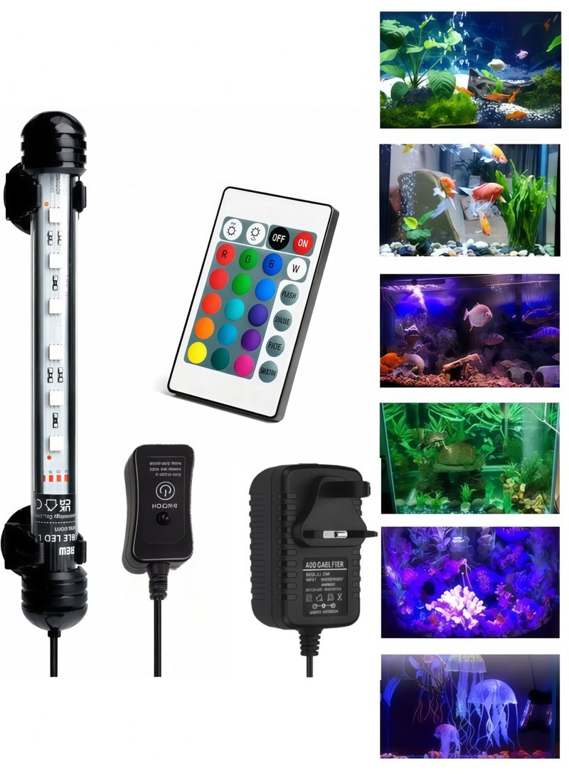 مصباح LED لحوض السمك، 29 سم، 3 واط، إضاءة متغيرة الألوان لحوض السمك مع جهاز تحكم عن بعد، لأحواض السمك من 15 إلى 20 بوصة - Image 1