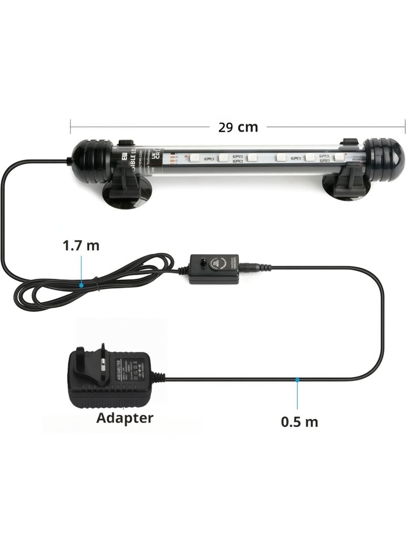 مصباح LED لحوض السمك، 29 سم، 3 واط، إضاءة متغيرة الألوان لحوض السمك مع جهاز تحكم عن بعد، لأحواض السمك من 15 إلى 20 بوصة - Image 5