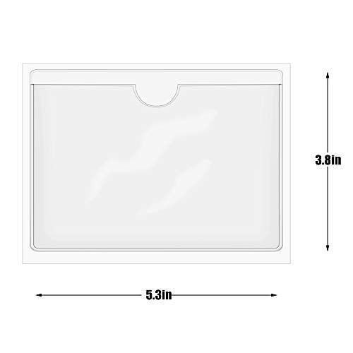 SKPPC 40 Pack Self-Adhesive Index Card Holder, Clear Plastic Library Card Pockets Label Holder with Top Open, Ideal Card Holder and 50 Sheets Colorful Index Cards, 3.8 x 5.3 Inch - Image 2