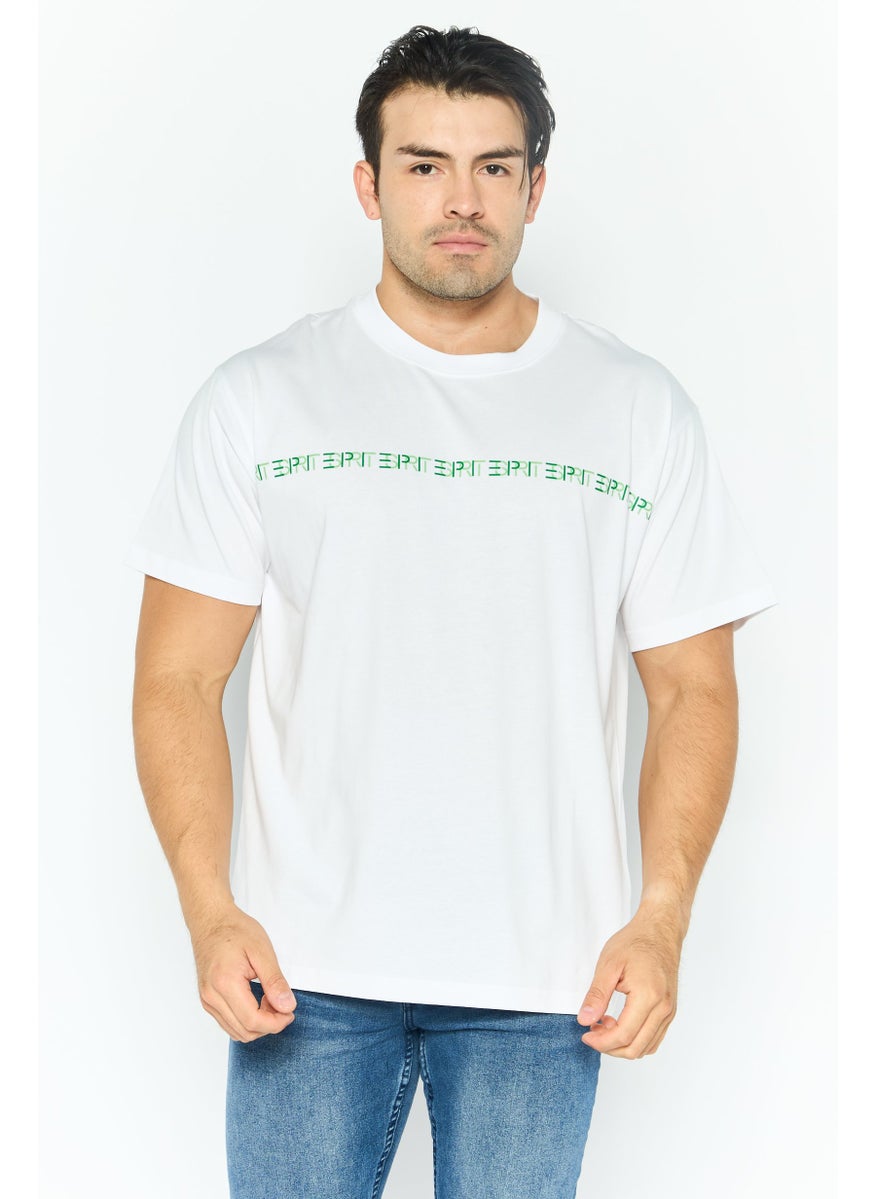 ESPRIT - Men Crew Neck Short Sleeve Brand Logo T Shirt, White - Image 1
