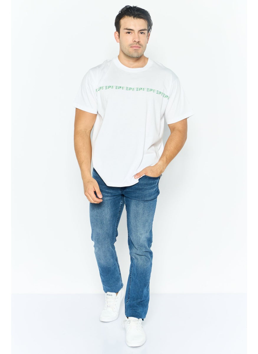 ESPRIT - Men Crew Neck Short Sleeve Brand Logo T Shirt, White - Image 1