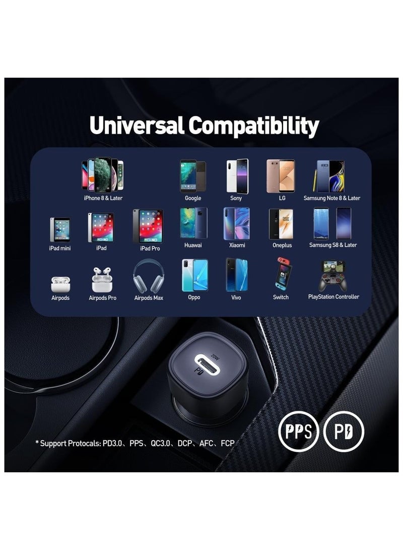 جودا شاحن سيارة JODA بقوة 20 واط ومنفذ USB-C يوفّر شحن سريع وآمن لأجهزتك أثناء القيادة. تصميمه المدمج باللون الأسود يجعله مثاليًا للاستخدام اليومي دون أن يعيق المساحة. - Image 2