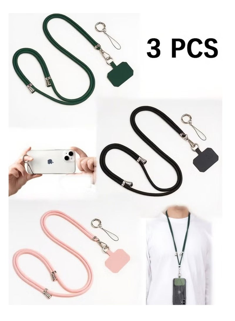 3 PCS Phone Lanyard, Universal Crossbody Cell Phone Lanyards, Multifunctional Nylon Patch Adjustable Shoulder Neck Strap Compatible with Most Smartphones - Image 1