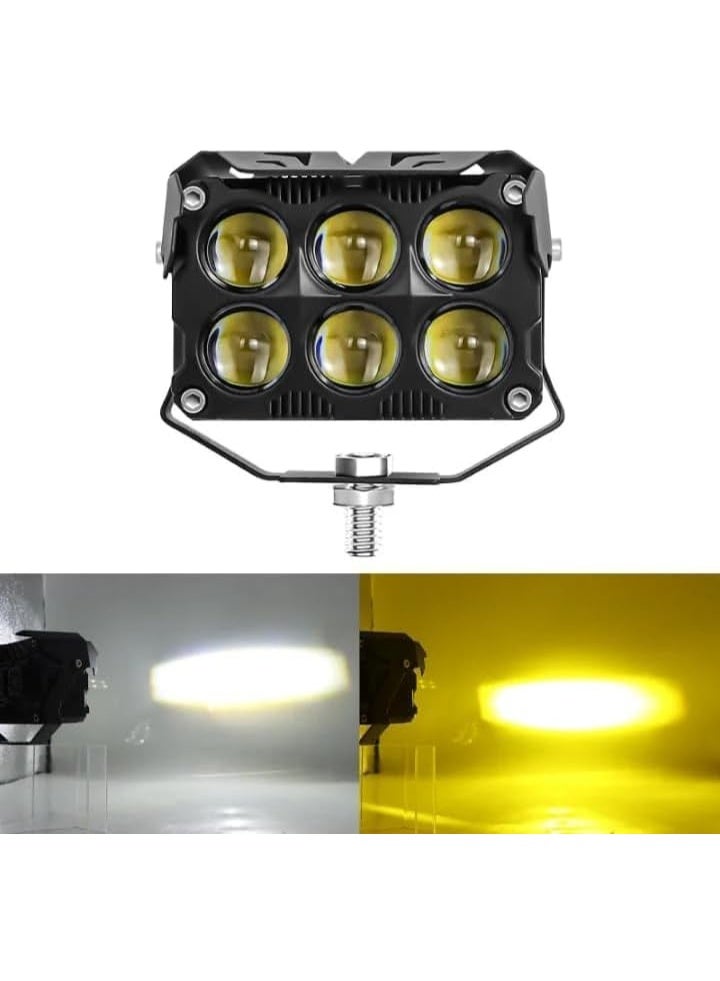SHEZA STAR Square Headlight with Lens, Motorcycle External Spotlight, 6-LED Array, 120 Watts, Universal Mounting - Image 2