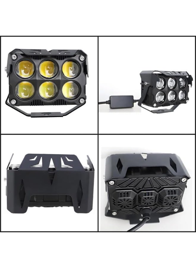 SHEZA STAR Square Headlight with Lens, Motorcycle External Spotlight, 6-LED Array, 120 Watts, Universal Mounting - Image 4