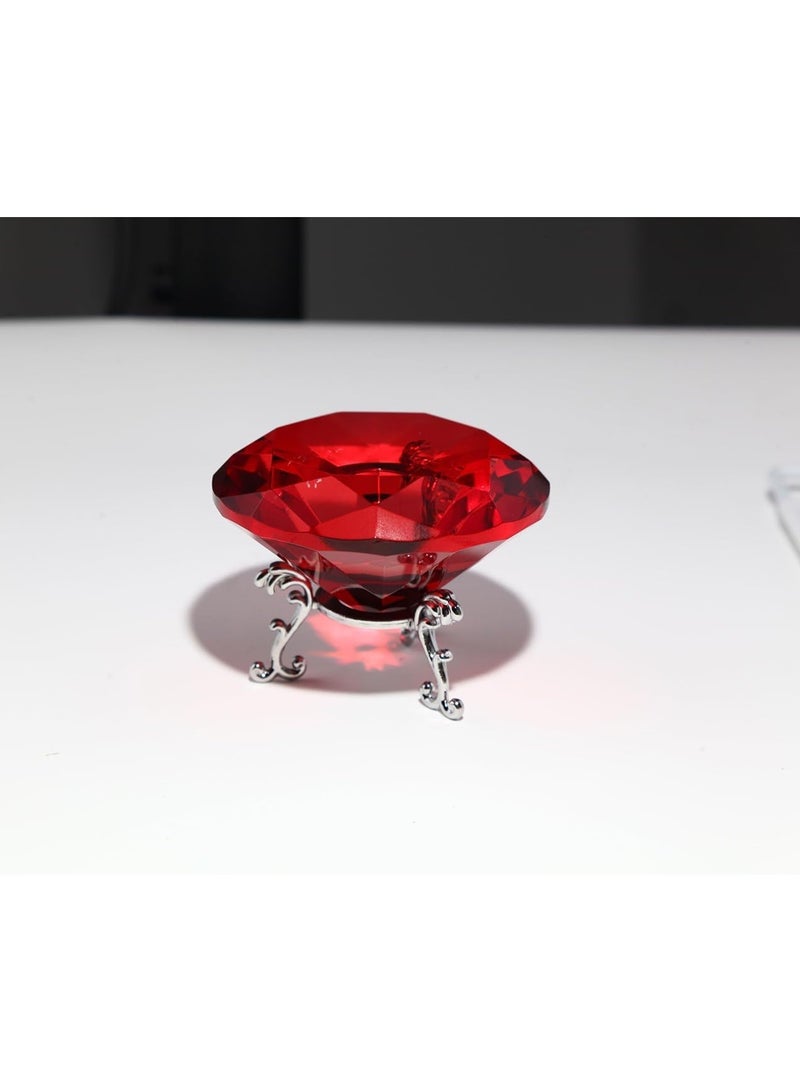 Large Crystal Diamond Paperweight with Stand Jewels Wedding Decorations Centerpieces Home Decor 3.15 inch (Red) - Image 4