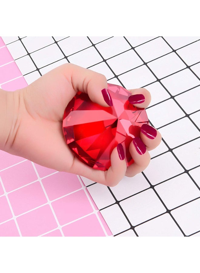 Large Crystal Diamond Paperweight with Stand Jewels Wedding Decorations Centerpieces Home Decor 3.15 inch (Red) - Image 5