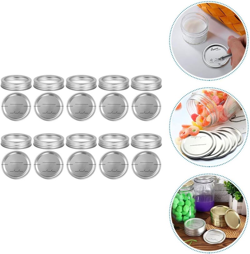 DOITOOL 10 Sets 86mm Wide Mouth Mason Jar Replacement Lids with Date Marker, Airtight Tinplate Sealing Covers for Canning and Food Storage - Image 5