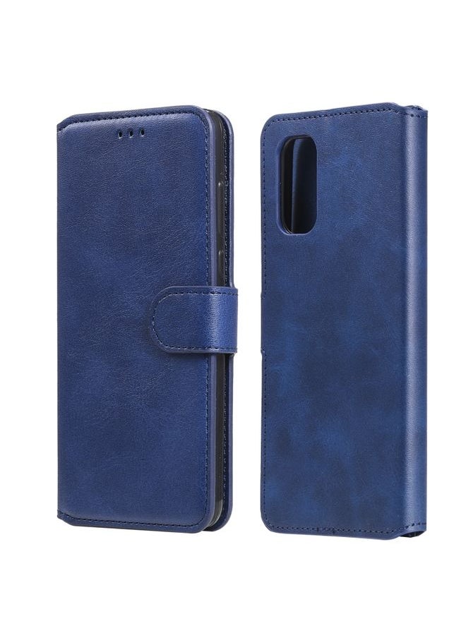 HuHa Case Cover For Realme 7 5G / Realme V5 Classic Calf Texture PU + TPU Horizontal Flip Leather Case, with Holder & Card Slots & Wallet Blue 