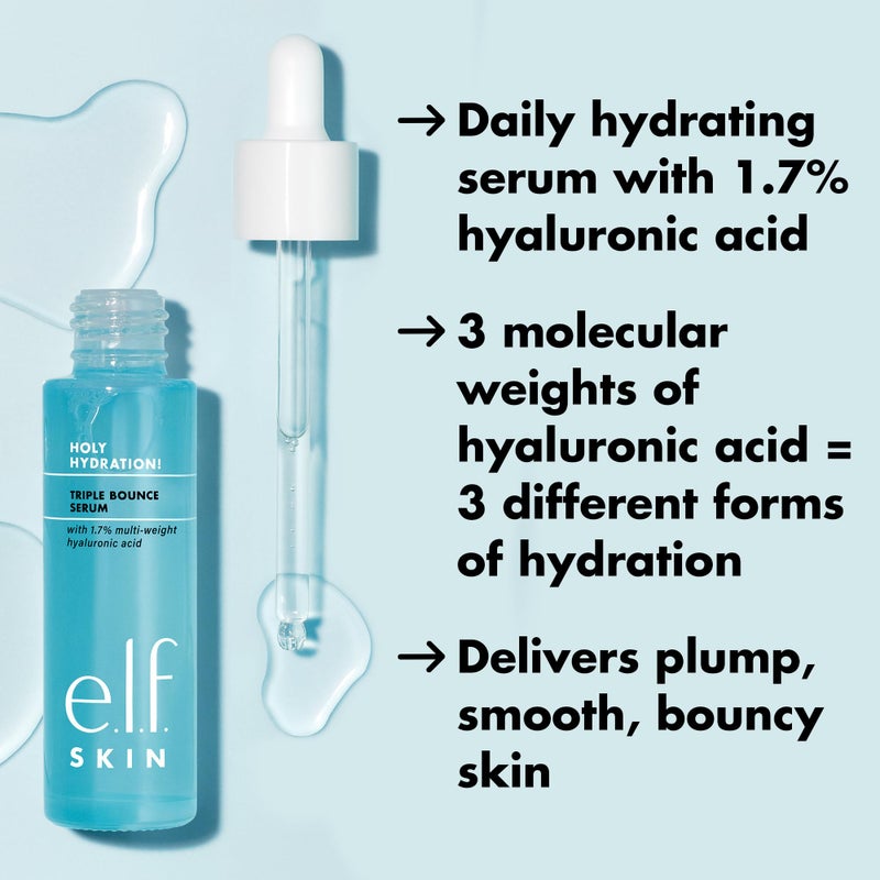 elf e.l.f. SKIN Holy Hydration! Triple Bounce Serum, 1.7% Hyaluronic Acid Serum For Plump, Bouncy Skin, Moisturizing & Hydrating, Vegan & Cruelty-Free - Image 4
