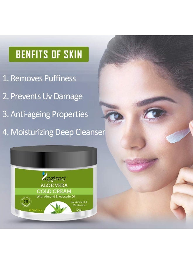 KAZIMA ALOE VERA COLD CREAM (100g) with Almond & Avocado Oil - Image 3
