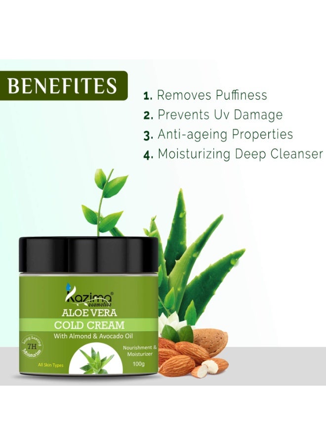 KAZIMA ALOE VERA COLD CREAM (100g) with Almond & Avocado Oil - Image 2