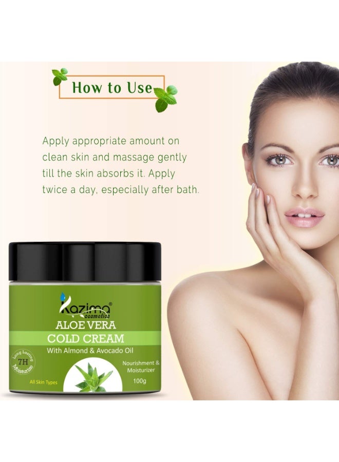 KAZIMA ALOE VERA COLD CREAM (100g) with Almond & Avocado Oil - Image 4