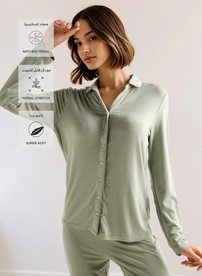Splash FAV Long Sleeves Modal Blend Shirt and Pyjama Set
