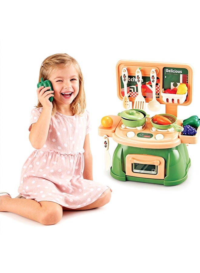 30PCS Kids Kitchen Playset with Oven & Storage Hooks, Realistic Pretend Cooking Toys for Toddlers, Complete Kitchenware & Food Accessories for Imaginative Role Play, Learning Educational Gift for Boys Girls - Image 3