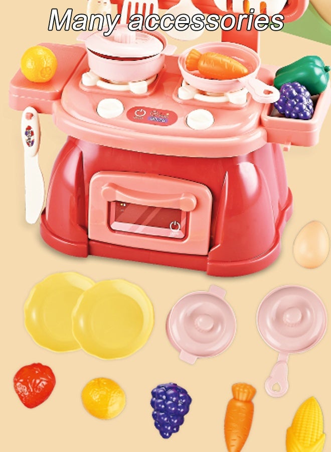 30PCS Kids Kitchen Playset with Oven & Storage Hooks, Realistic Pretend Cooking Toys for Toddlers, Complete Kitchenware & Food Accessories for Imaginative Role Play, Learning Educational Gift for Boys Girls - Image 4