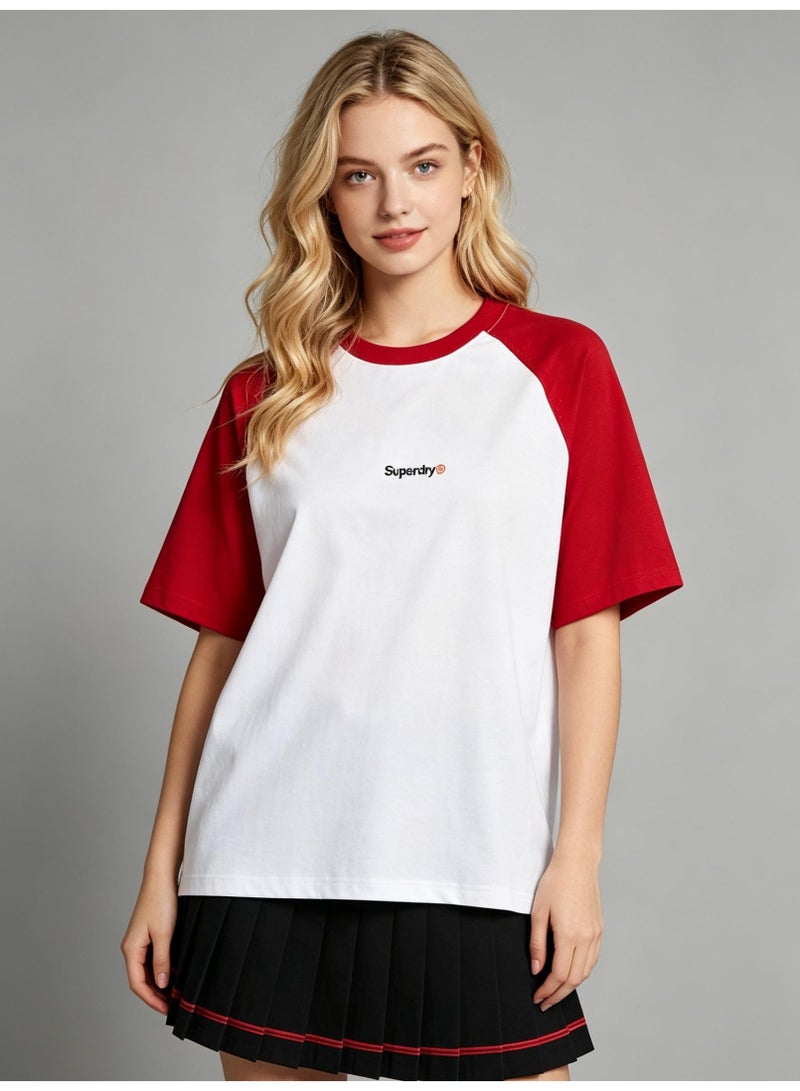 Superdry shoulder-thrust couples summer contrast stitching loose short-sleeved T-shirts for men and women - Image 3