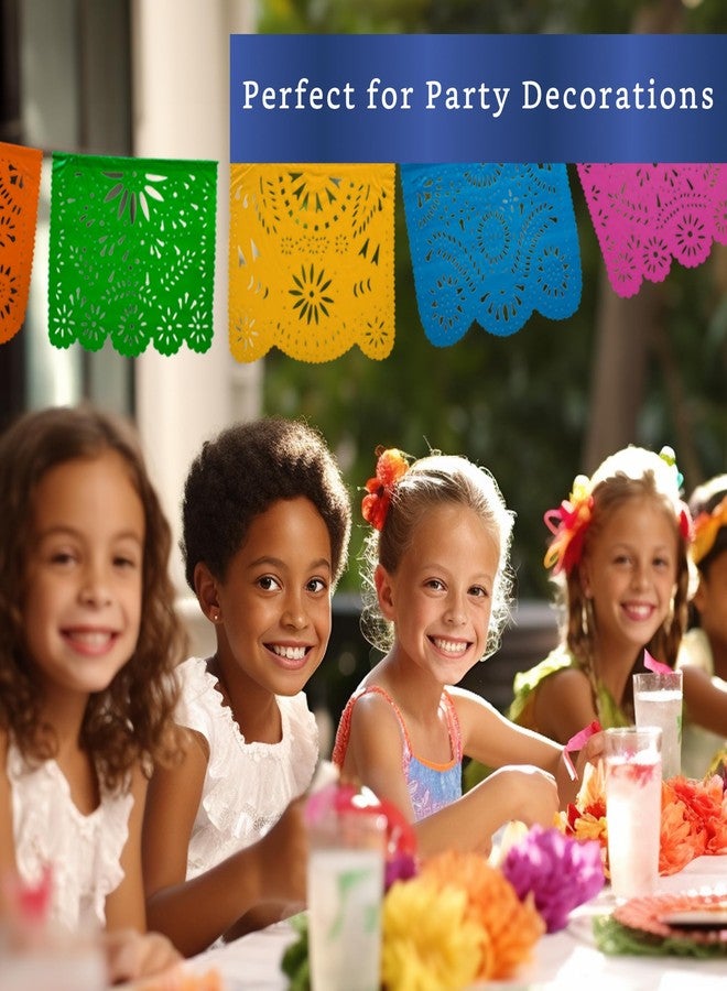 FIESTA WRAPS Mexican Party Banners (5 Pack with 10 Plastic Flags per Banner) - Papel Picado Mexicano para Fiesta - Plastic Papel Picado - Fiesta Themed Party Decorations - Mexican Decor - Image 4