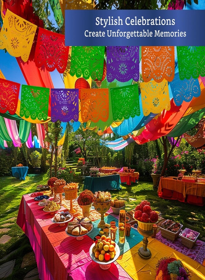 FIESTA WRAPS Mexican Party Banners (5 Pack with 10 Plastic Flags per Banner) - Papel Picado Mexicano para Fiesta - Plastic Papel Picado - Fiesta Themed Party Decorations - Mexican Decor - Image 5