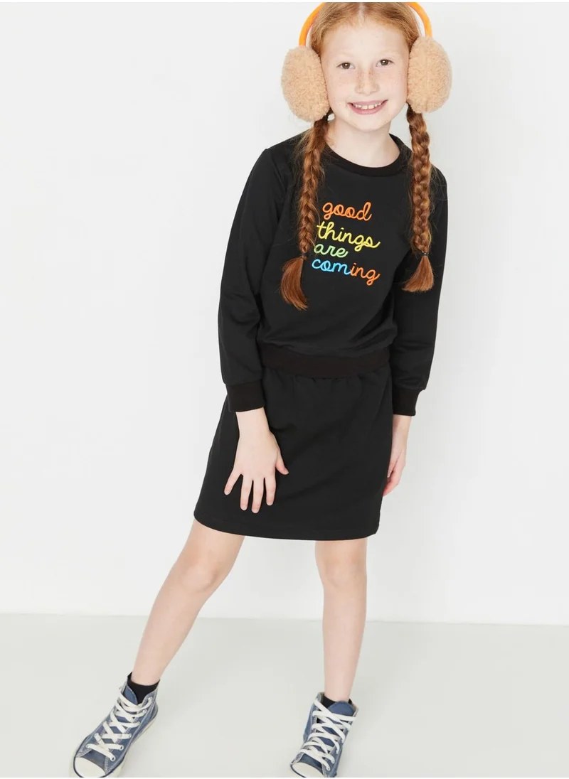 trendyol Kids Embroidered Sweatshirt & Skirt Set