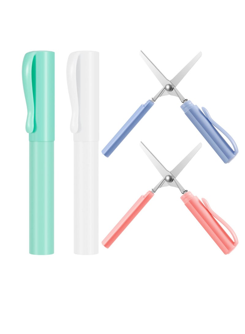 Excefore Pen Shape Scissors, Kids Safety Scissors, Mini Pen Portable Scissors, DIY Handmade Craft Supplies, Childrens Safe Cutting Scissors, for Office, School, home (4 Pcs) - Image 1