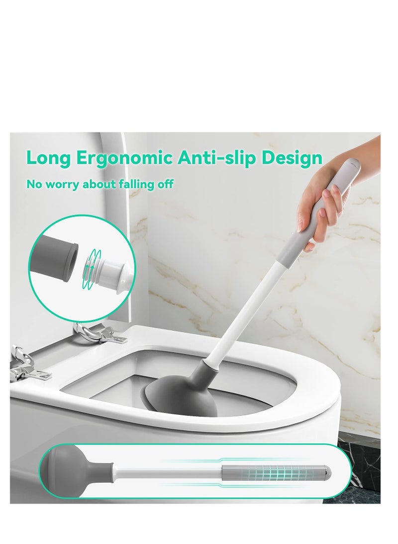 SYOSI oilet Plunger and Brush, Bowl Brush and Plunger Combo with Holder for Bathroom Cleaning, 2-in-1 Heavy Duty Plunger Set with Powerful Pump & Unique Water Storage Design(White, 1 Set) - Image 4