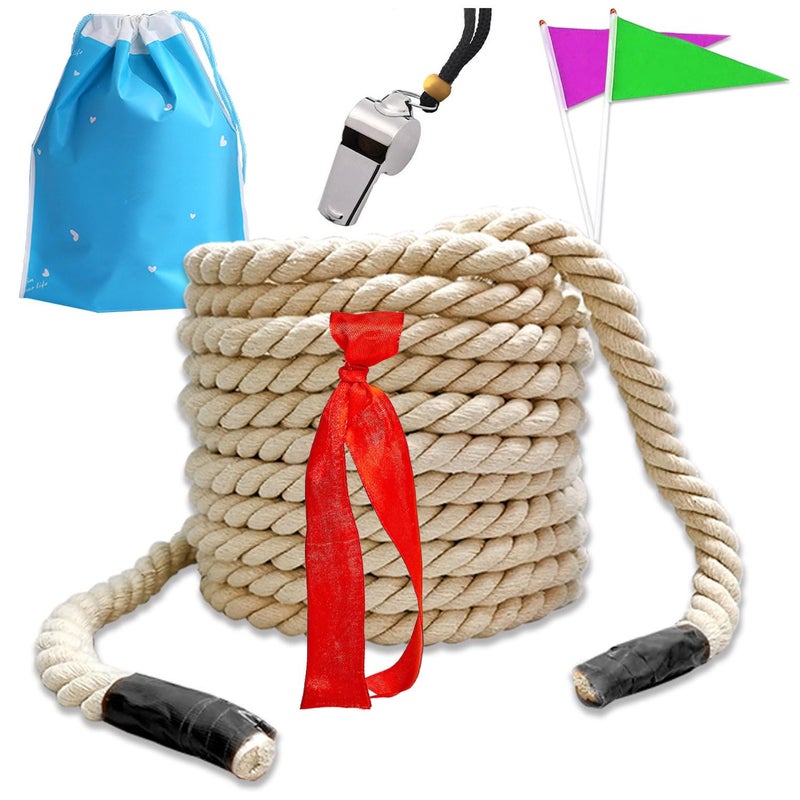 Niantime 25Ft Tug of War Rope for Kids and Adults Natural Cotton Tug of War Rope Tug of War Rope for Family Reunion Party Games Summer Campe Camping Games Outdoor Games Team Building - Image 2